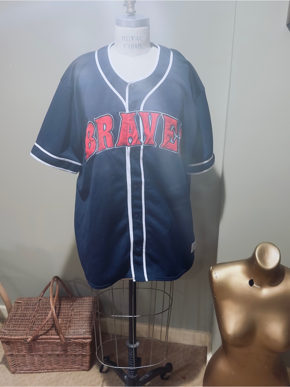 True Fan - Braves Navy Baseball Jersey